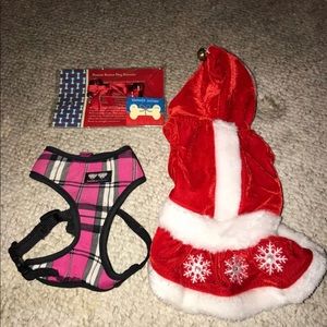 Bessie and Barnie pink harness and Christmas dress